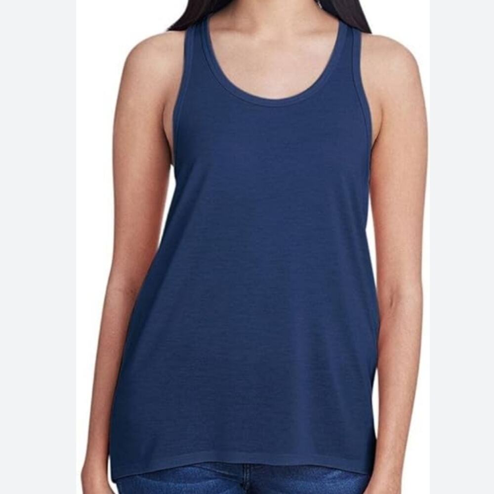 Anvil Shirt Womens Size 2XL Blue High Low Tank Top Comfort Stretch Burnout Tee